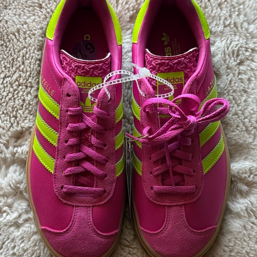 ADIDAS GAZELLE BOLD FUCHSIA SOLAR SLIME WOMEN SNEAKERS SIZE 6.5